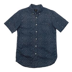 Obey Shirt Mens M Medium Navy Spotted Button Down Collar Short Sleeve Cotton